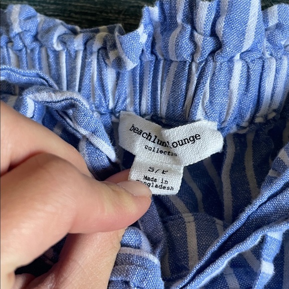 Beachlunchlounge Blue and White Striped Coastal Linen Pants - Picture 9 of 10